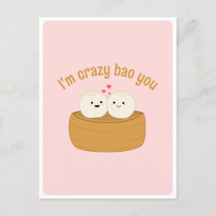 Niedliches Zitat von Kawaii Dumpling Bao Asian Foo Postkarte