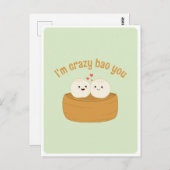 Niedliches Zitat von Kawaii Dumpling Bao Asian Foo Postkarte (Vorne/Hinten)