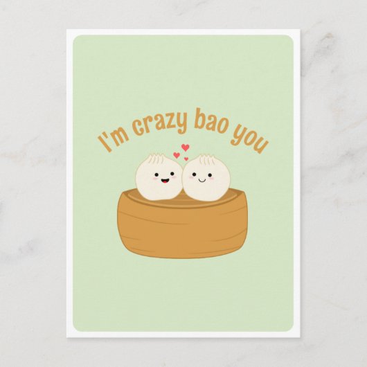 Niedliches Zitat von Kawaii Dumpling Bao Asian Foo Postkarte (Vorderseite)