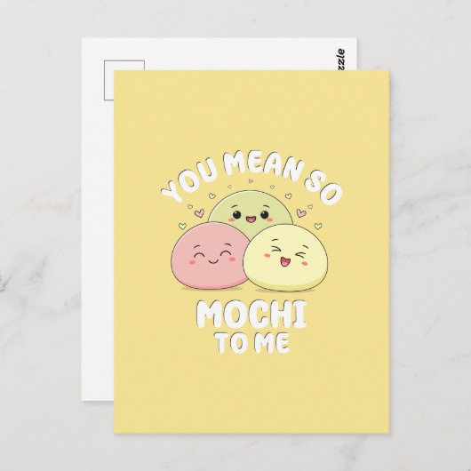 Niedliches Zitat von Kawaii Mochi Food Puppe Paste Postkarte (Vorne/Hinten)
