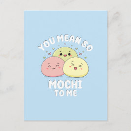 Niedliches Zitat von Kawaii Mochi Food Puppe Paste Postkarte