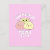 Niedliches Zitat von Kawaii Mochi Food Puppe Paste Postkarte (Vorderseite)