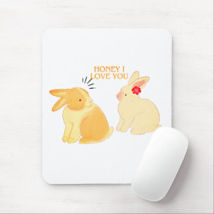 Niedliches Zitat zur Liebe von Bunny Couple - "Hon Mousepad