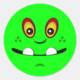 Niedliches Zitronengrün-Monsterfoto mit einem Unte Runder Aufkleber
