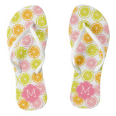 Niedliches Zitrusmuster Mit Monogramm Badesandalen (Fußbett)