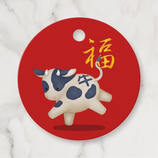 Niedliches Zodiac Ox "Fortune" Chinesisches Neujah Geschenkanhänger (Vorderseite)