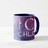 Niedliches Zodiac-Zeichen ARIES Lila Blue Name Mon Tasse (VorderseiteRechts)
