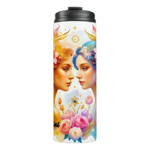 Niedliches Zodiac-Zeichen/Gemini Thermosbecher