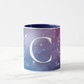 Niedliches Zodiac-Zeichen SAGITTARIUS Lila-blaues  Tasse (Zentrum)