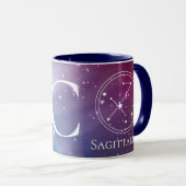 Niedliches Zodiac-Zeichen SAGITTARIUS Lila-blaues  Tasse (VorderseiteRechts)