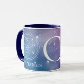Niedliches Zodiac-Zeichen SAGITTARIUS Lila-blaues  Tasse (Vorderseite Links)