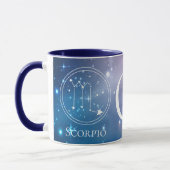 Niedliches Zodiac-Zeichen SCORPIO Lila-blaue Monog Tasse (Links)
