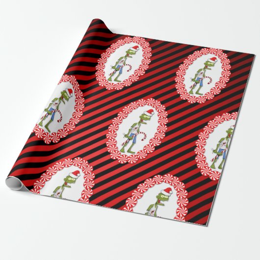 Niedliches Zombie mit Candy Cane Weihnachten Geschenkpapier (Ungerollt)