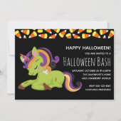 Niedliches Zombie Unicorn Halloween-Party Einladung (Vorderseite)
