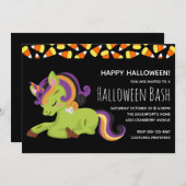 Niedliches Zombie Unicorn Halloween-Party Einladung (Vorne/Hinten)