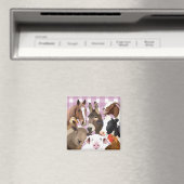 Niedliches Zuchttierportrait Gingham Karo - Lila Magnet (In Situ (Geschirrspüler))