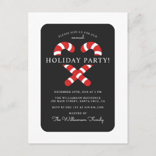 Niedliches Zuckerstange-Weihnachtsfeiertags-Party Einladungspostkarte