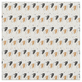 Niedliches Zuhause-Theatermaskenmustermaterial Stoff