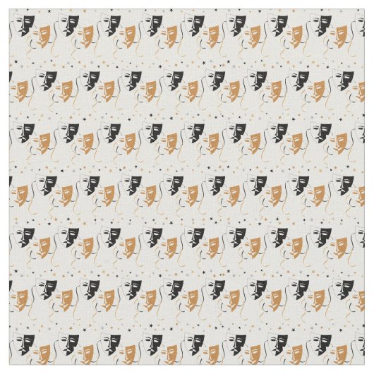 Niedliches Zuhause-Theatermaskenmustermaterial Stoff (Nahaufnahme)