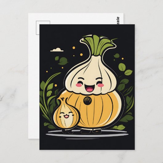 Niedliches Zwiebelabenteuer Postkarte (Vorne/Hinten)