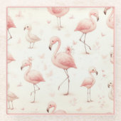 Niedlichste Flamingo-Herde Glasuntersetzer (Vorderseite)