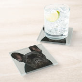 Niedlichster französische Bulldoggen-Welpe Glasuntersetzer (Schrägansicht)