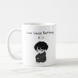 Niedrig Batterie Sozial Relatable Chibi-Junge Kaffeetasse