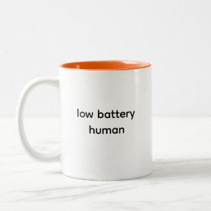 Niedrige Batterie Mensch Lustig Müde Humor Sarkast Zweifarbige Tasse