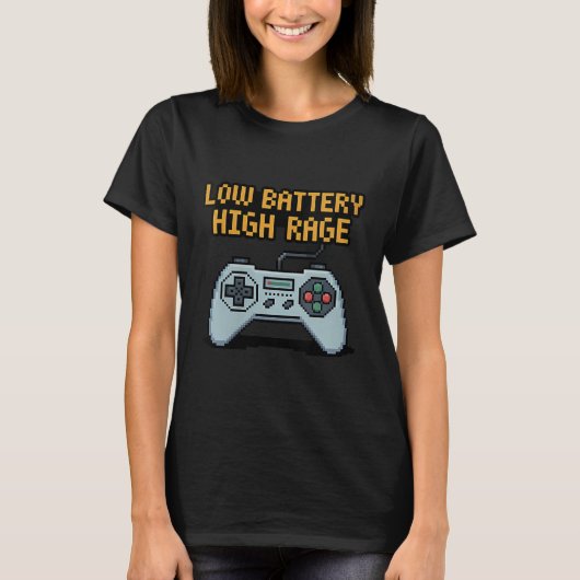 Niedrige Batterieladung - Zitat des Gamers mit hoh T-Shirt (Vorderseite)