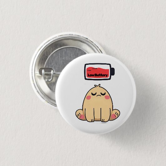 Niedrige Batterielocht - Funny Comic Doodle Button (Vorne & Hinten)