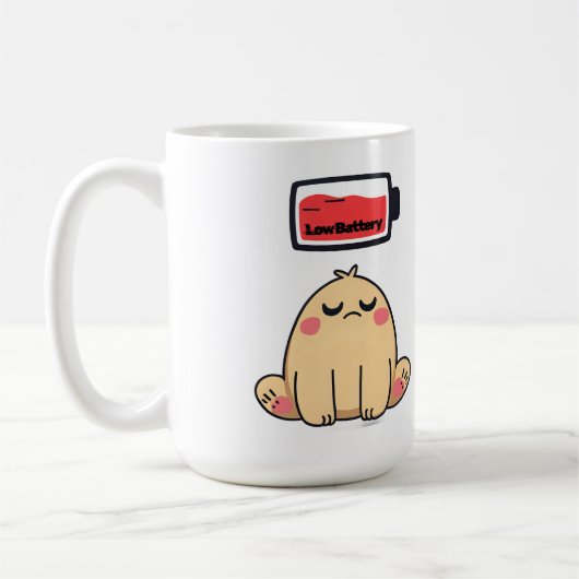 Niedrige Batterielocht - Funny Comic Doodle Kaffeetasse (Links)