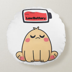 Niedrige Batterielocht - Funny Comic Doodle Rundes Kissen
