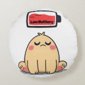 Niedrige Batterielocht - Funny Comic Doodle Rundes Kissen (Rückseite)
