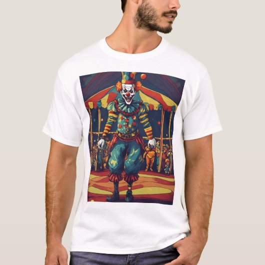 Niedrige Doodle eines bösen Clowns am Zirkus T-Shirt (Vorderseite)