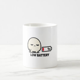 Niedriger Akku 1% - Süßer müder Charakter Minimali Kaffeetasse