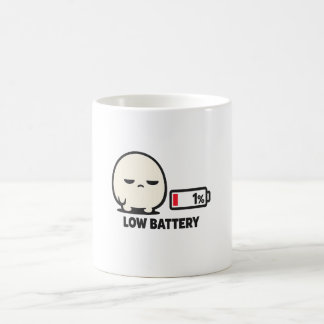 Niedriger Akku 1% - Süßer müder Charakter Minimali Kaffeetasse