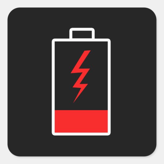 Niedriger Akku Quadratischer Aufkleber (Vorderseite)