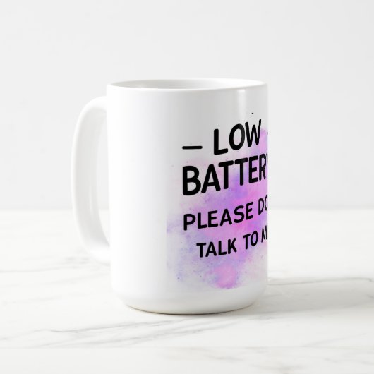 Niedriger Aufkleber Bitte sprechen Sie nicht mit m Kaffeetasse (Vorderseite Links)