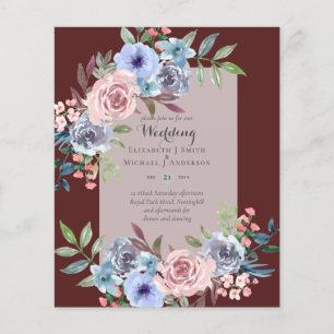 NIEDRIGER HAUSHALT Rosa Blauer Blumen Einladung Ho Flyer
