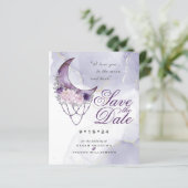 Niedriger Haushalt Save the Date Lila Halbmond (Stehend Vorderseite)
