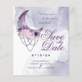 Niedriger Haushalt Save the Date Lila Halbmond (Vorderseite)