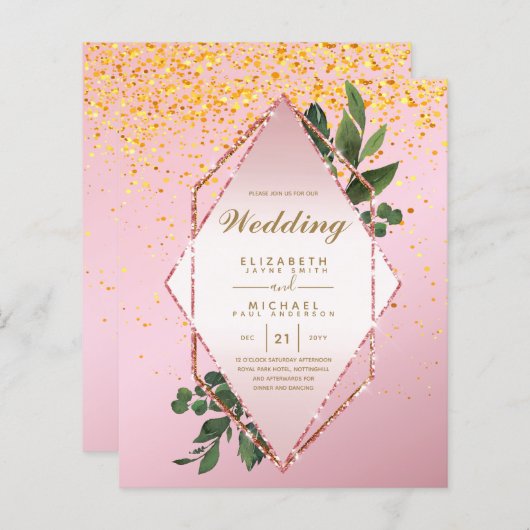 NIEDRIGER HAUSHALTSPLAN für Hochzeiten - Grünrahme (Vorne/Hinten)