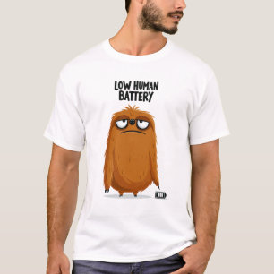 Niedriger menschlicher Batterie lustiges müdes Fau T-Shirt