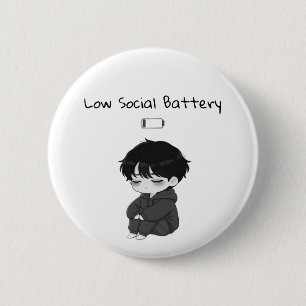 Niedriger Sozialer Akku Relatable Chibi-Junge Button