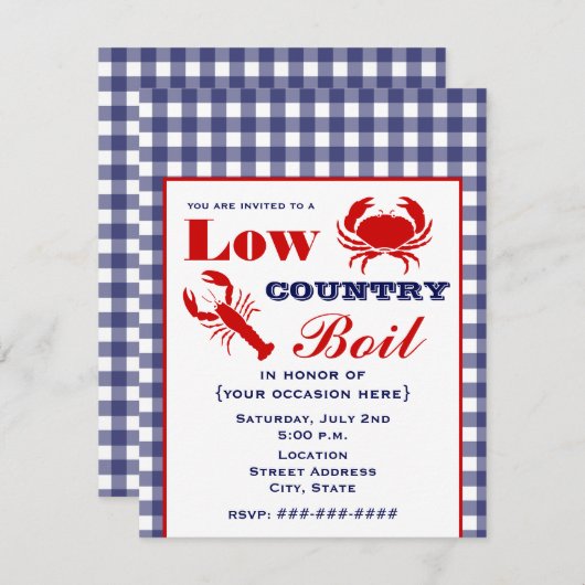 Niedriges Land-Blutgeschwür-Krabben-u. Einladung (Vorne/Hinten)