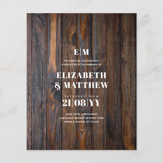 Niedrigste Budget Hochzeiten FLYER Rustikal Minima (Vorne)