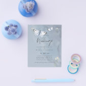 NIEDRIGSTE Butterflies Dusty Blue Wedding Flyer (Einzeln)
