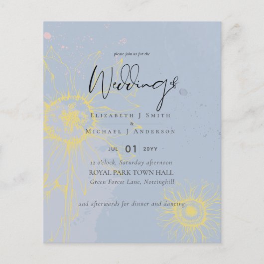 NIEDRIGSTE PREISE Sonnenblume Dusty Blue Wedding F Flyer (Vorne)