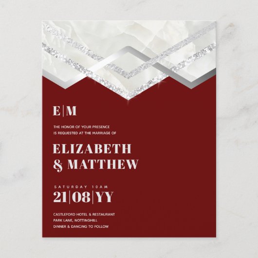 Niedrigster BUDGET Burgund Silver Wedding FLYER (Vorne)