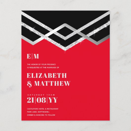 Niedrigster FLYER für Hochzeiten Einladung Glam De (Vorne)